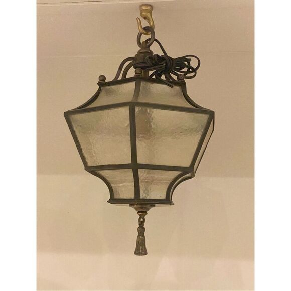 Vintage Hexagonal Textured Glass Flush Mount Lamp Light Fixture - Picture 1 of 5